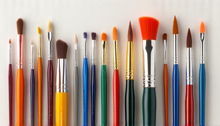 Art supplies like paints and brushes
